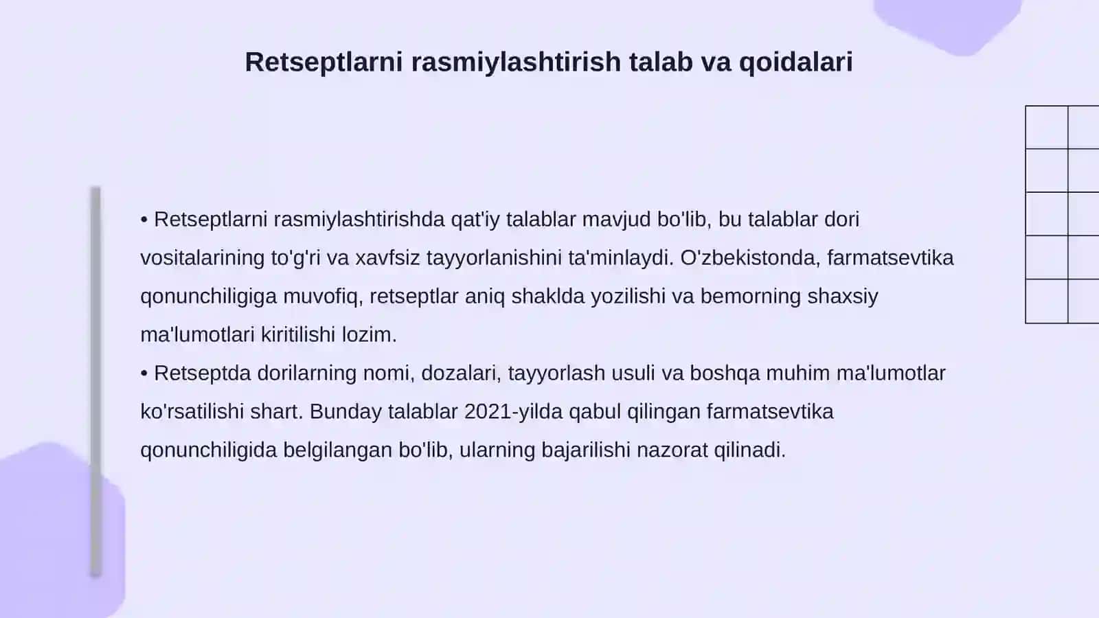 Dorixonalarda tayyorlanadigan dori vositalari uchun retseptlarni taksirovka qilish 4