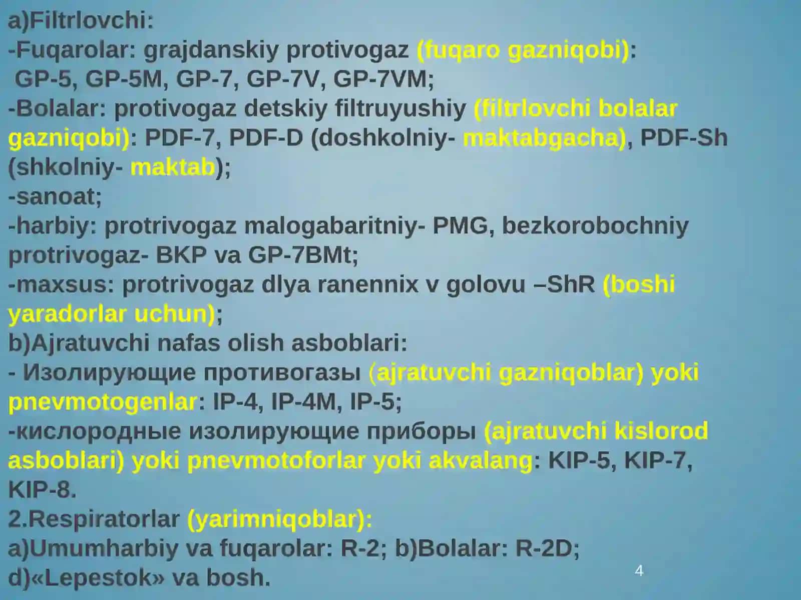 Favqulotda vaziyatlarda aholinish axsiy muxofazavositalari (ShMV) 4