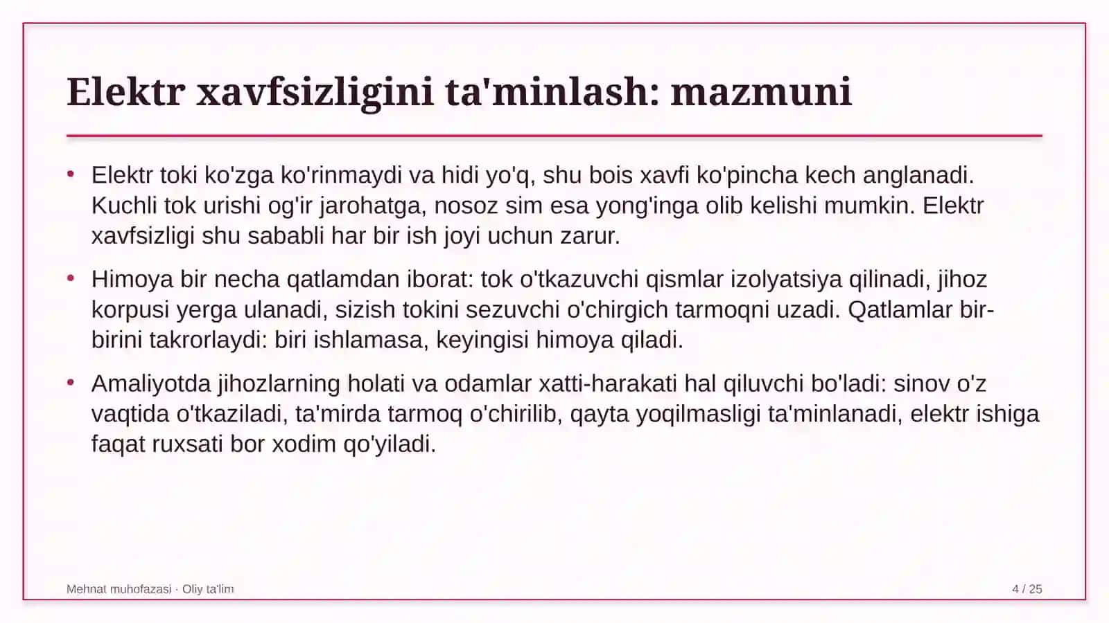 Kichik gidroelektr stansiyalarida elektr xavfsizligini ta'minlash 4