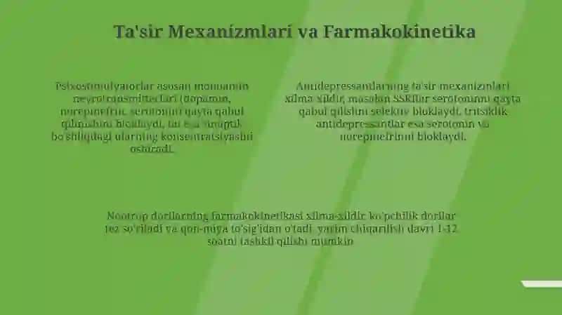 Psixostimulyatorlar, Antidepressantlar, Nootrop dorilar va Analeptiklar 4