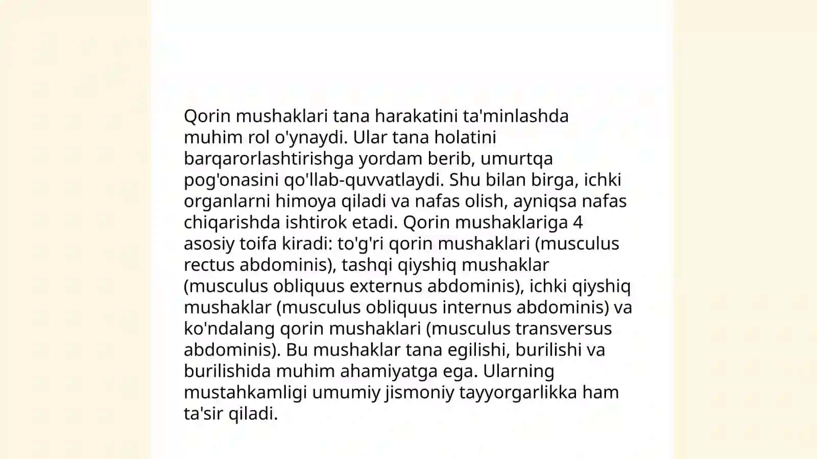 Qorin mushaklari: Qorinning oq chizigʻi 4