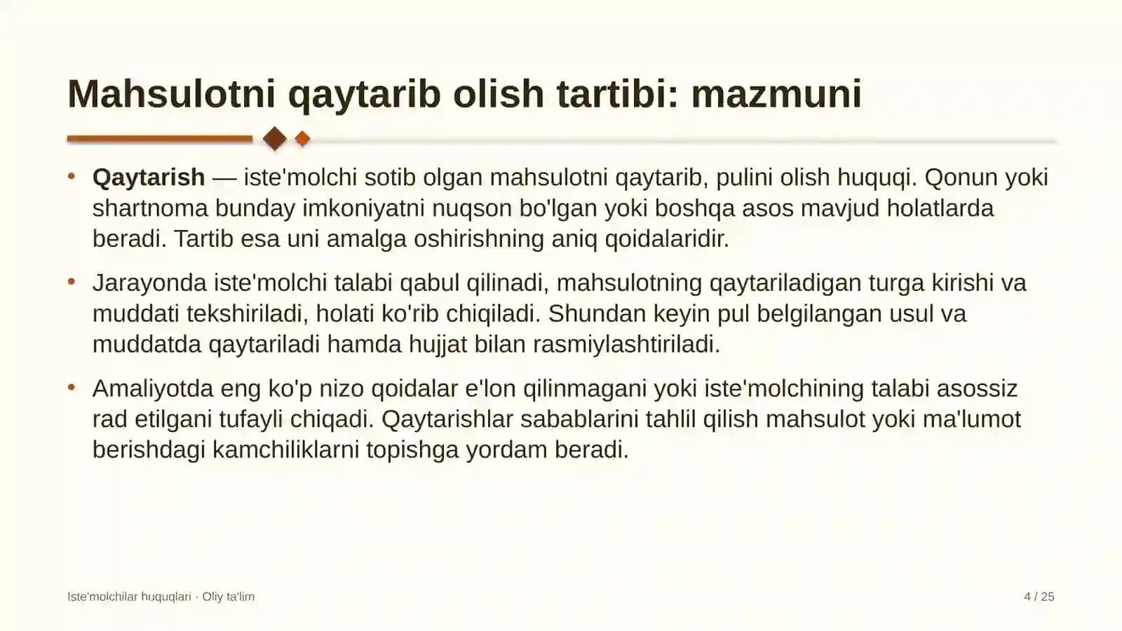 Arxitektura byurolarida mahsulotni qaytarib olish tartibi 4
