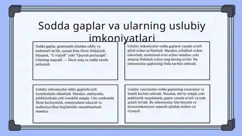 Sodda gaplarning uslubiy imkoniyati 4