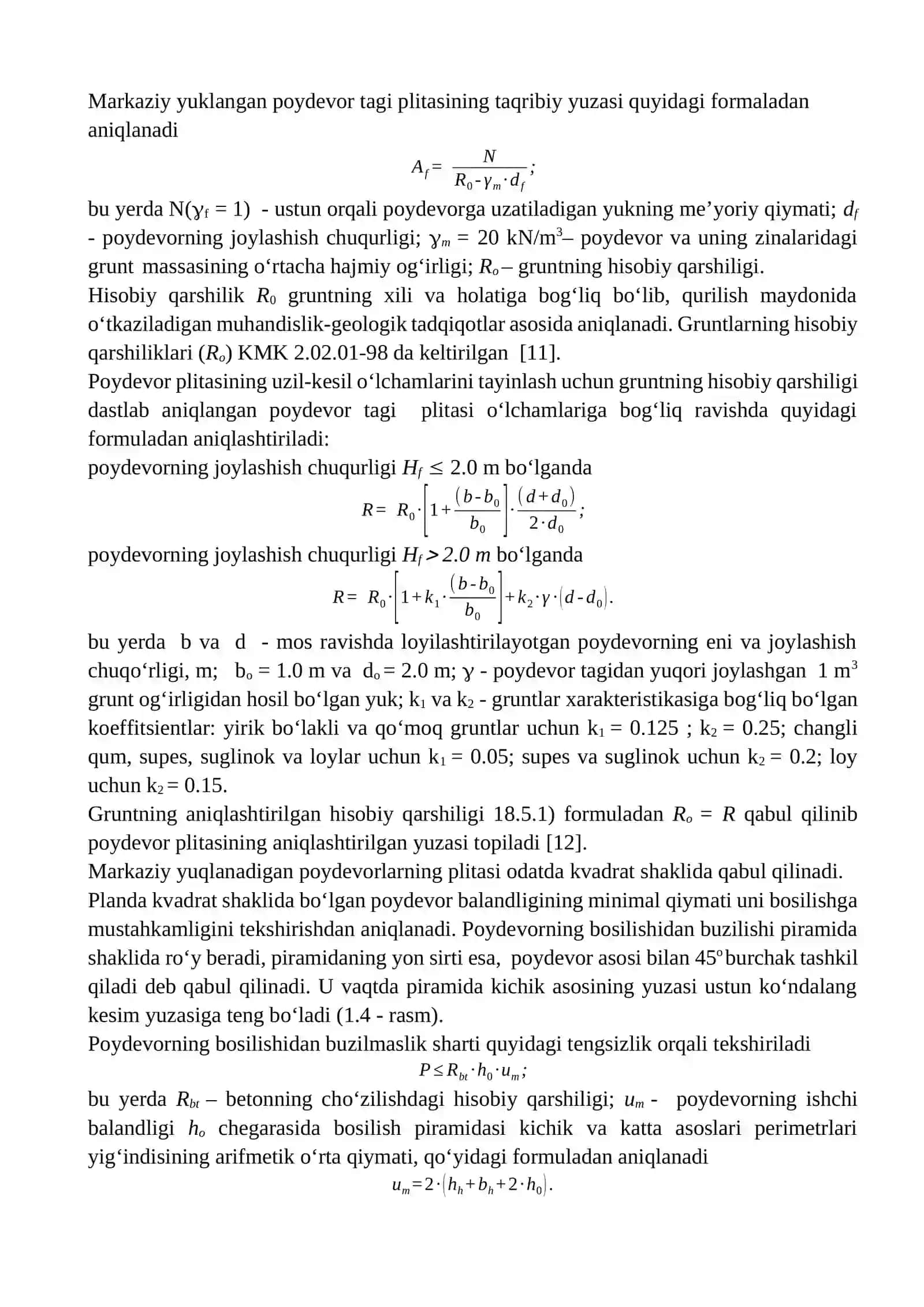 Temirbeton Elementlarini Hisoblash va Loyihalash poydevor va ustun hisobi 5 variant 4