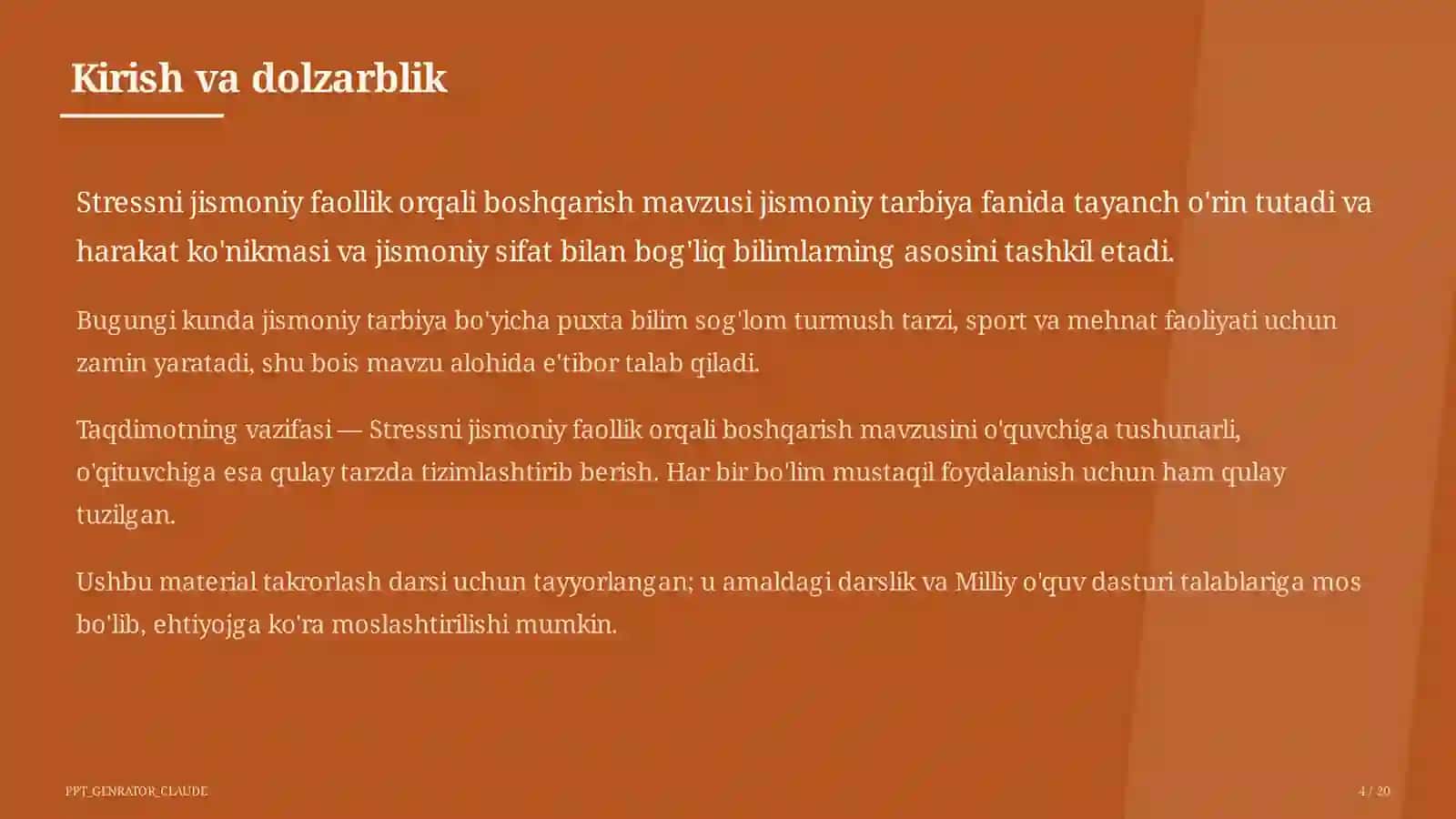 Stressni jismoniy faollik orqali boshqarish (11-sinf) 4