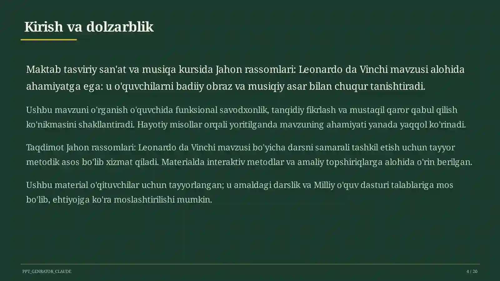 Jahon rassomlari: Leonardo da Vinchi (7-sinf) 4