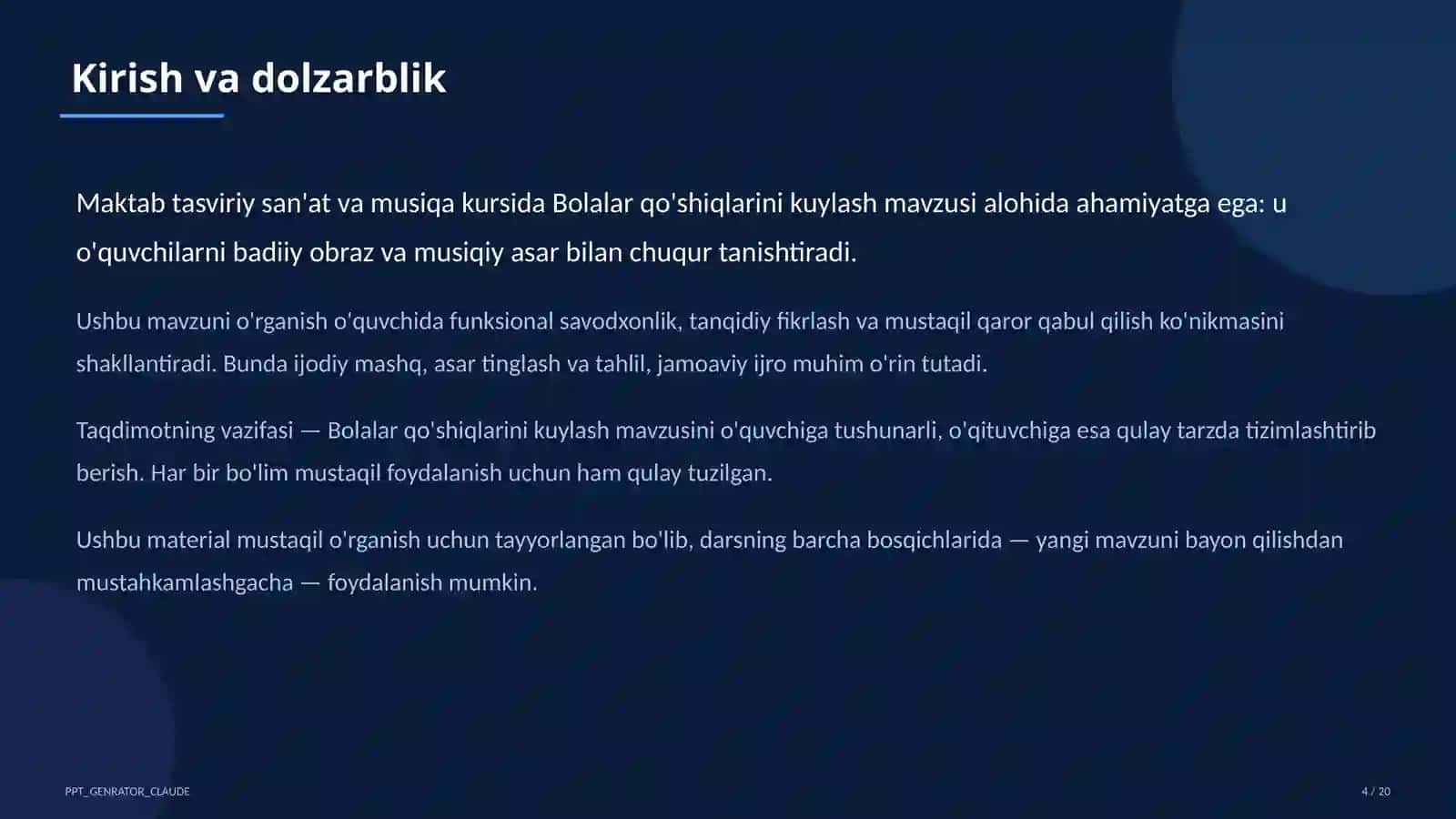 Bolalar qo'shiqlarini kuylash (1-sinf) 4