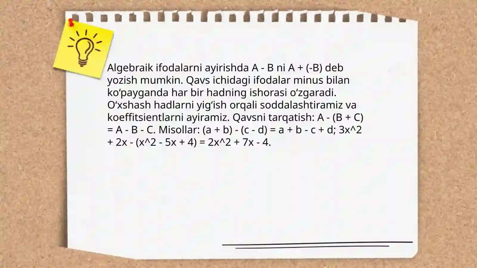 Algebraik operatsiyalar 4