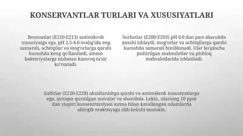 Mahsulot tarkibidagi konservantlar miqdorini aniqlash 4