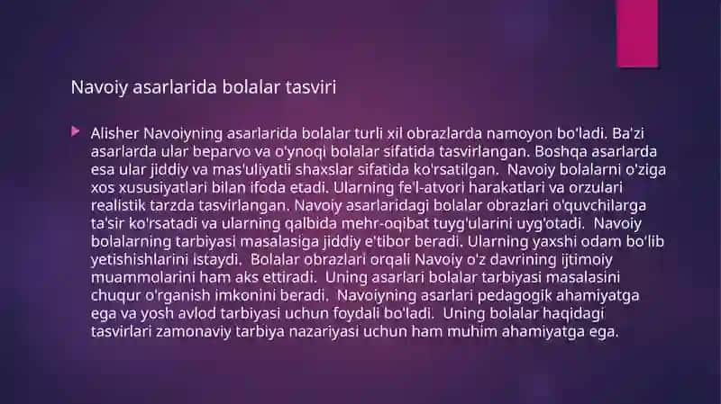 Alisher Navoiy asarlaida bolalar tarbiyasi 4