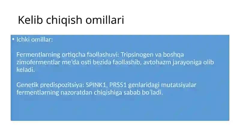 O'TKIR PANKREATIT: KELIB CHIQISHI VA DAVOLASHNING BIOKIMYOVIY ASOSLARI 4