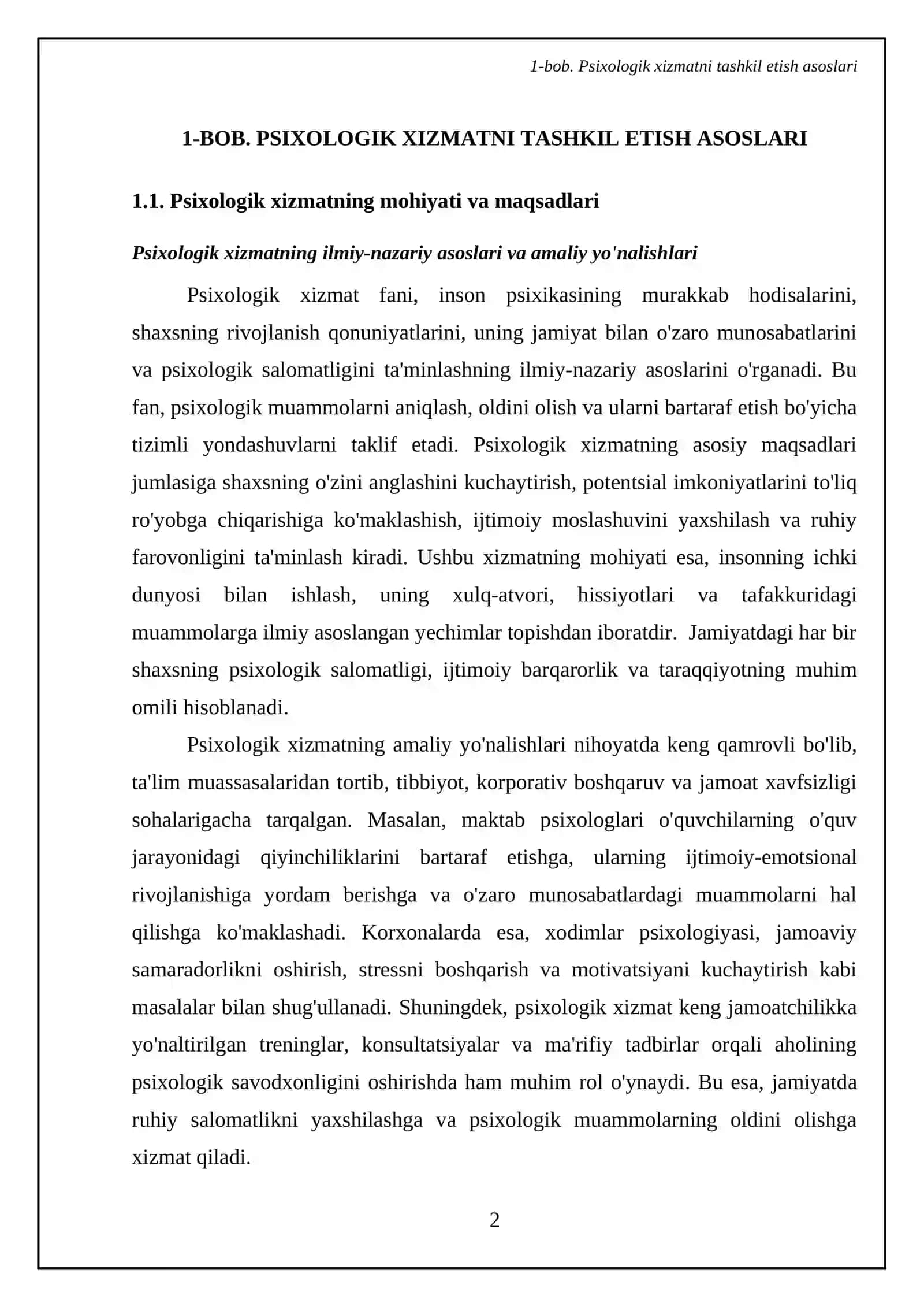 Psixologik xizmatni o'qitish metodikasi 4