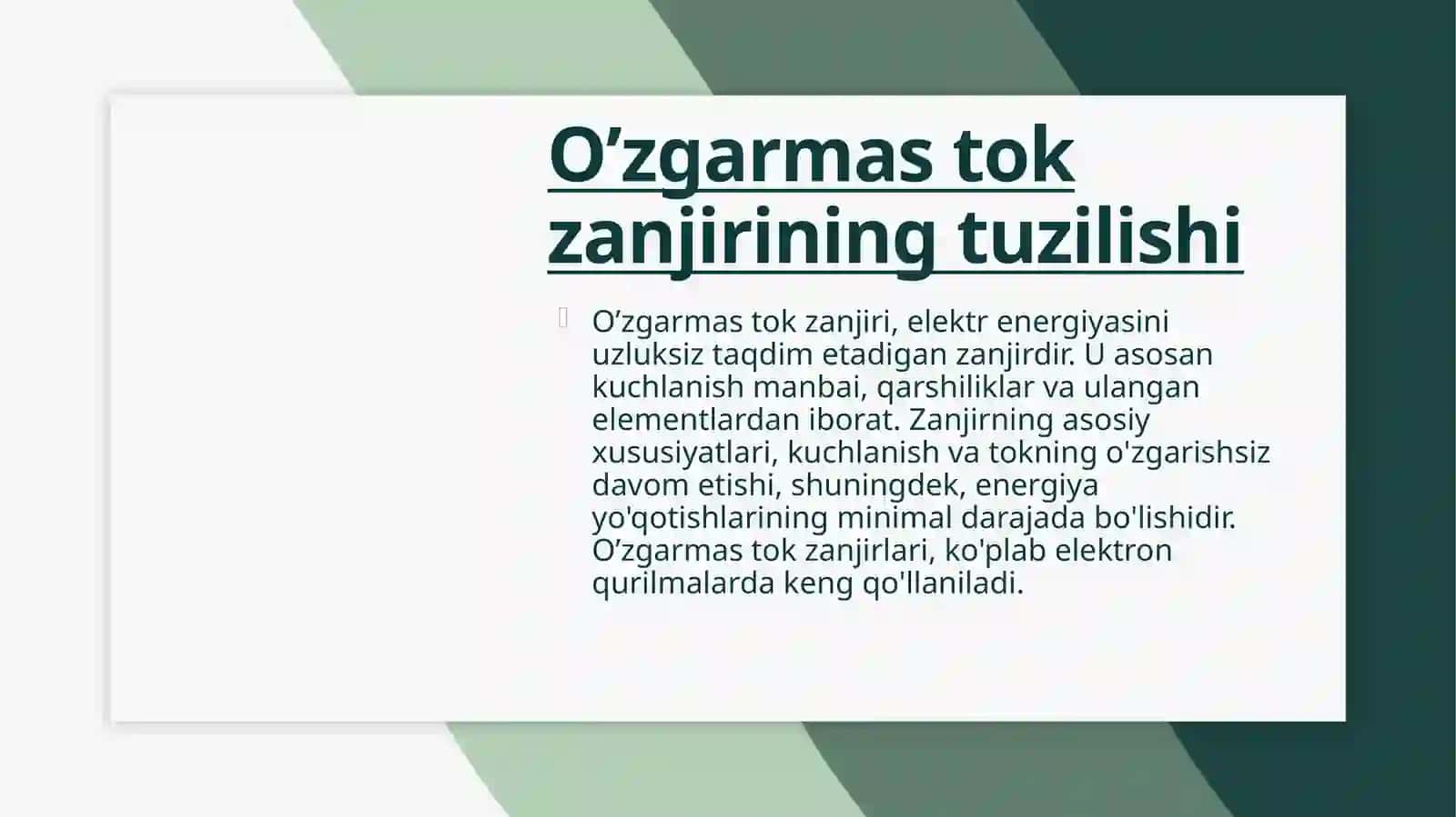O’zgarmas tok zanjirlari 4