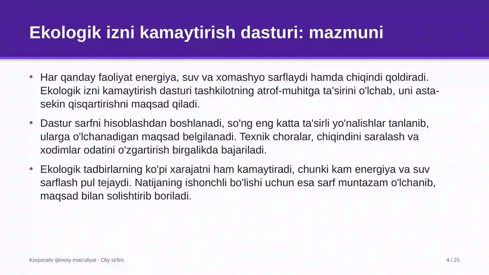 Bolalar sog'lomlashtirish oromgohlarida ekologik izni kamaytirish dasturini amalga oshirish 4