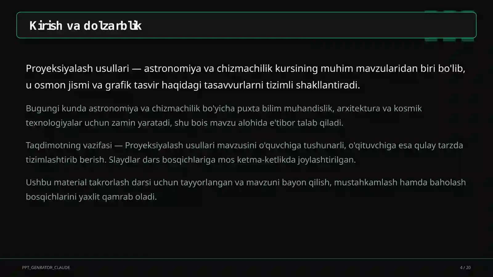 Proyeksiyalash usullari (8-sinf) 4