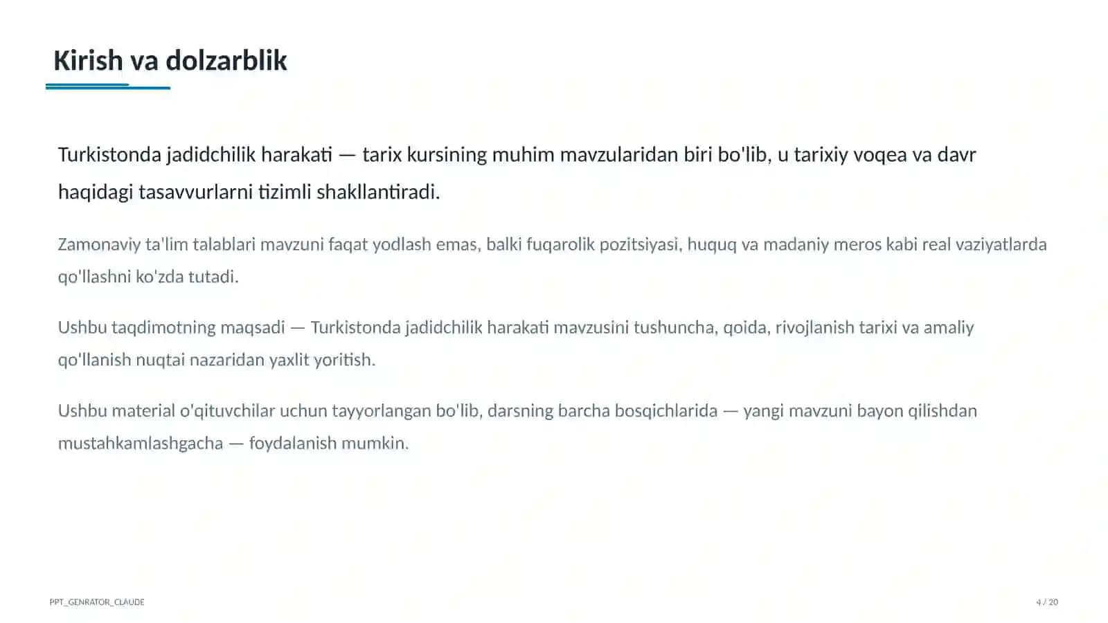 Turkistonda jadidchilik harakati (9-sinf) 4