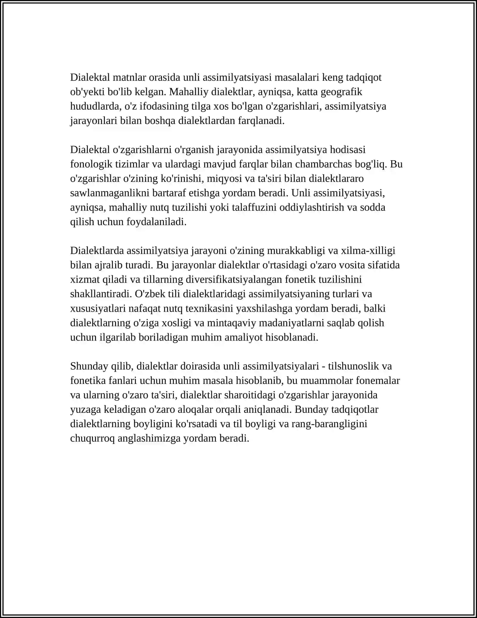 ASSIMILYATSIYA HODISASINI DIALEKTAL MATNLARDAN OʻRGANILISHI 4