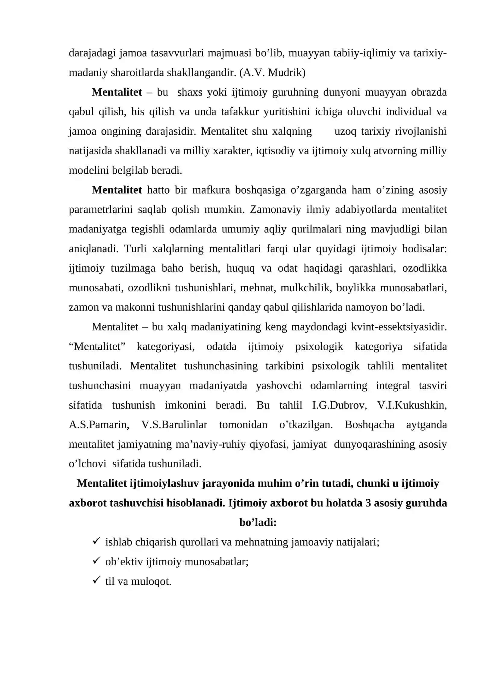 Milliy mеntаlitеt vа uning ijtimоiylаshuvdа tutgаn o’rni 4