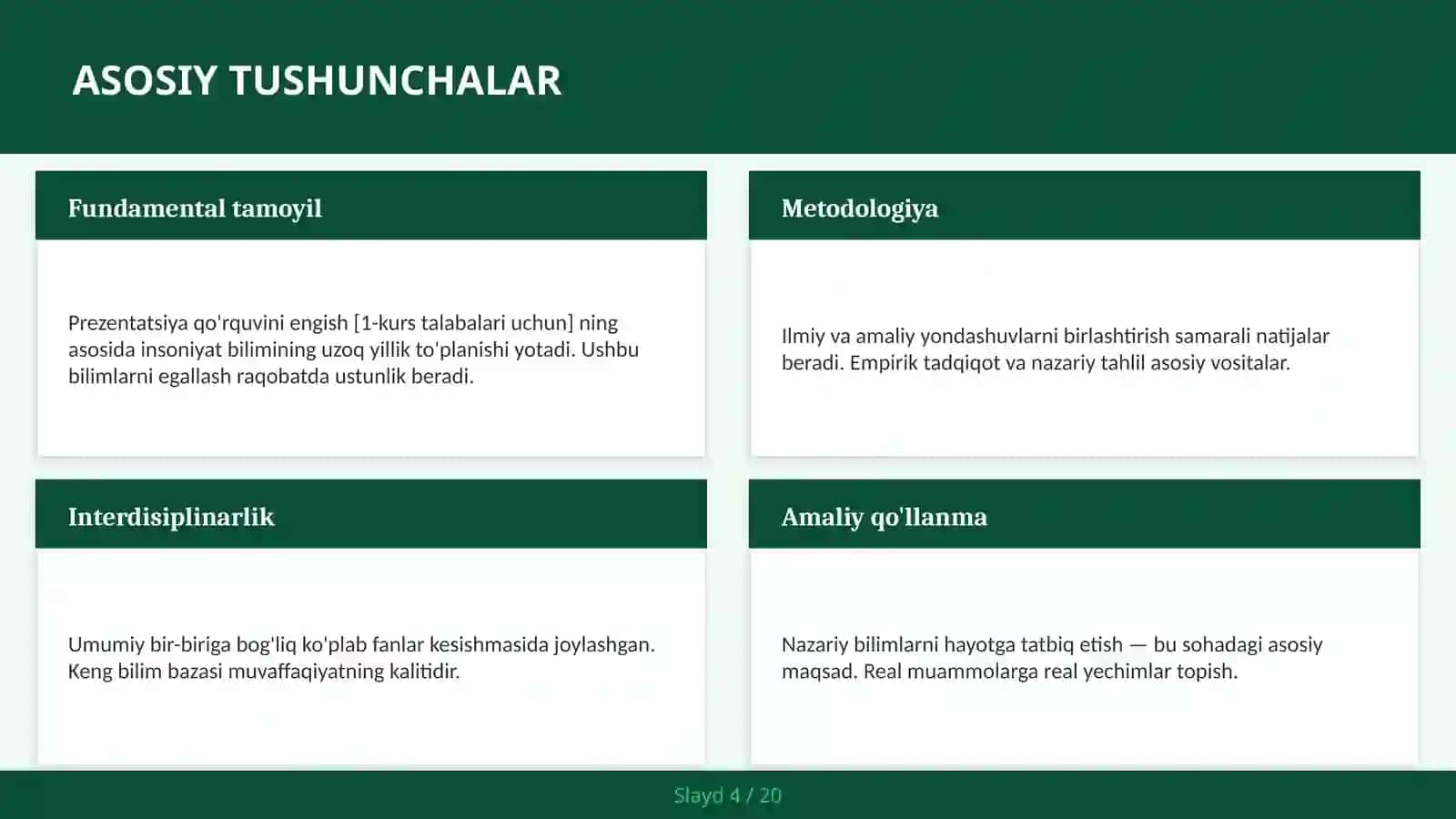 Prezentatsiya qo'rquvini engish [1-kurs talabalari uchun] 4