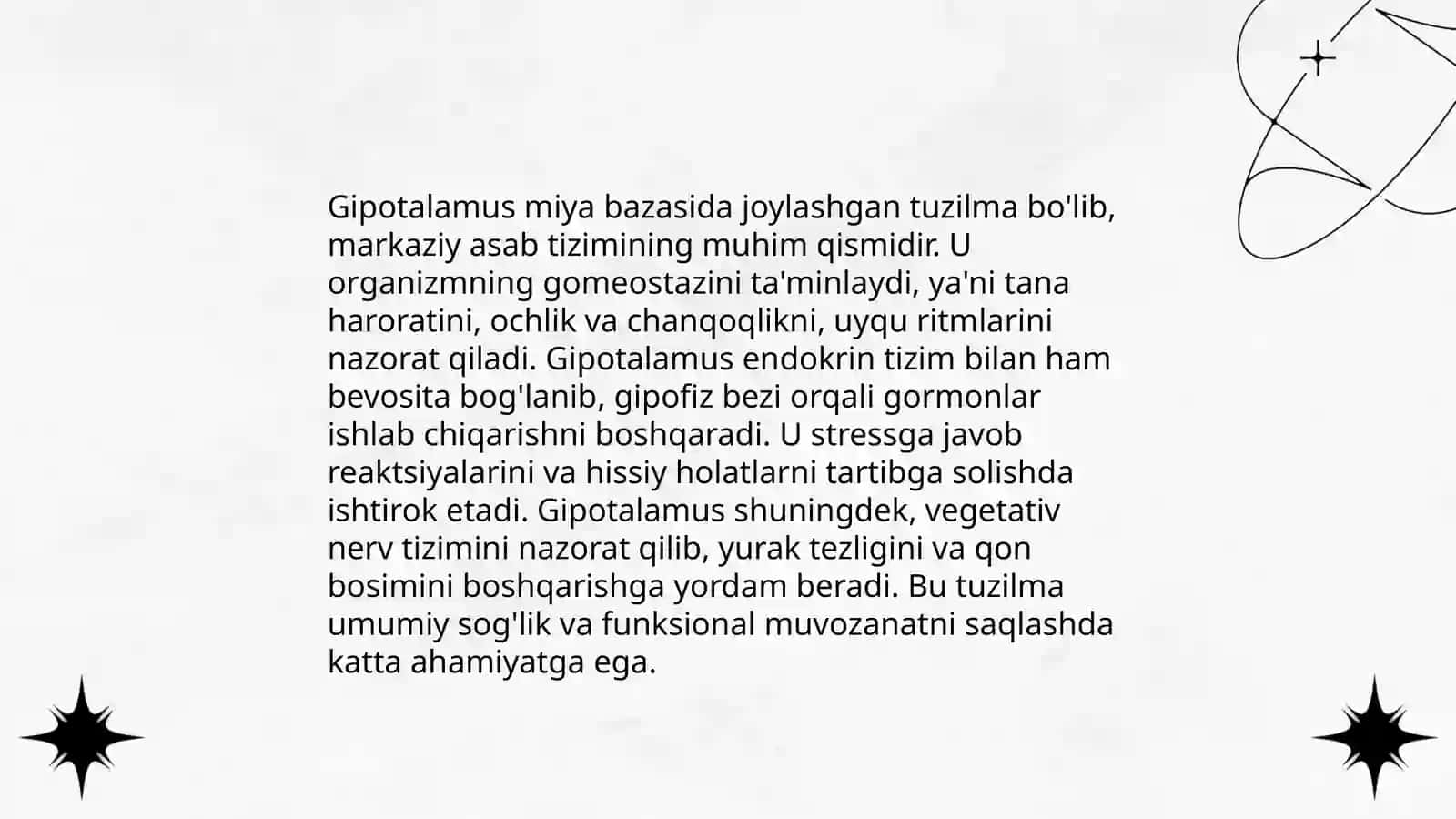Endokrin bezlar fiziologiyasi. Gipotalamo-gipofizar tizim. Qalqonsimon va qalqon oldi bezi. Buyrak usti bezi fiziologiyasi 4