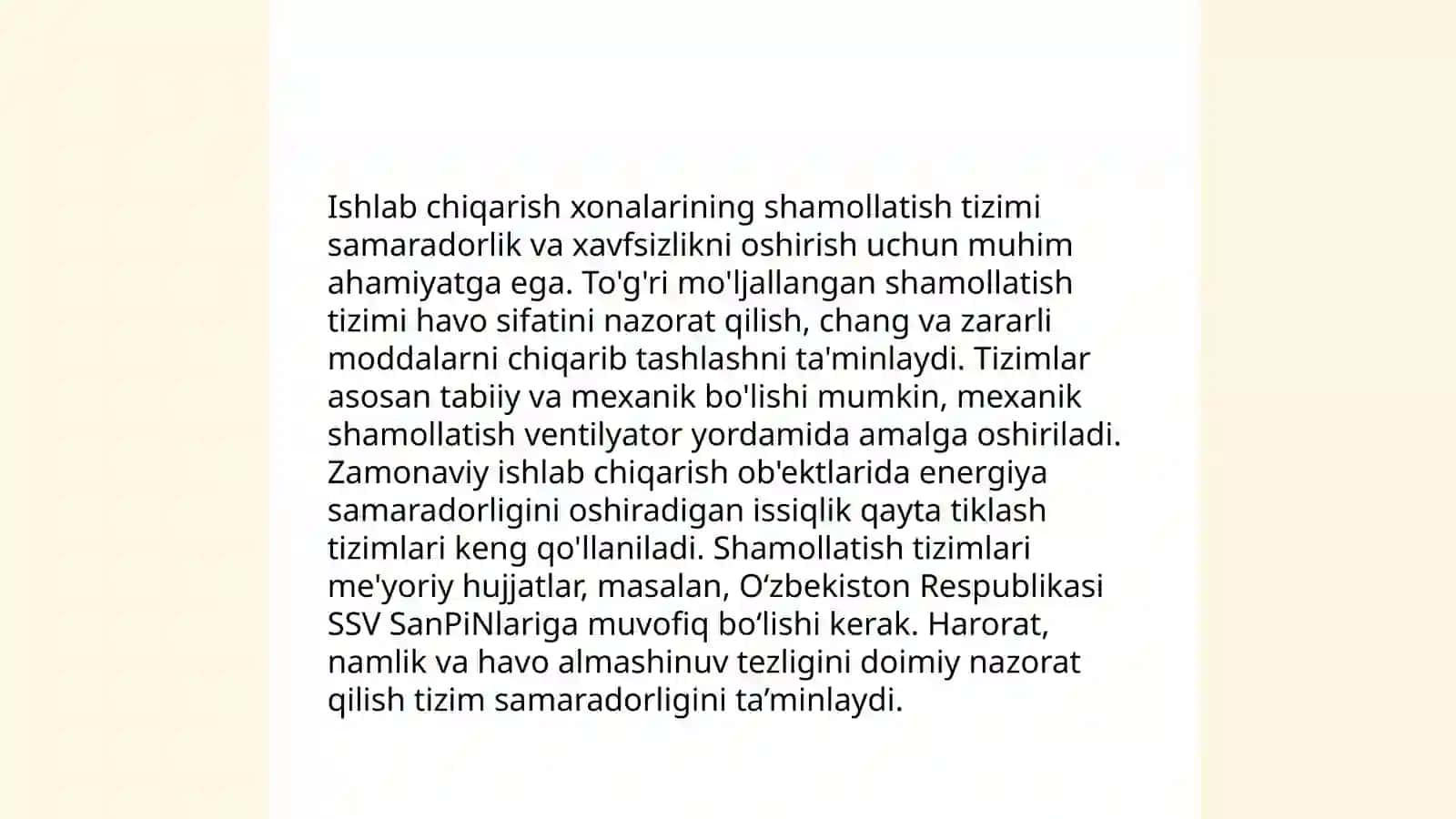 Ishlab chiqarish korxonalariga qo‘yiladigan sanitariya va gigiyena talablari 4