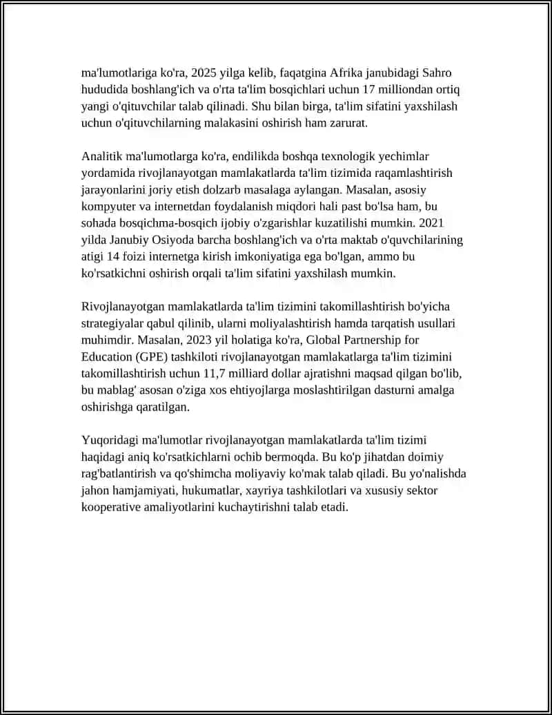 Rivojlangan Mamlakatlarda Mutaxassislar Tayyorlash 4