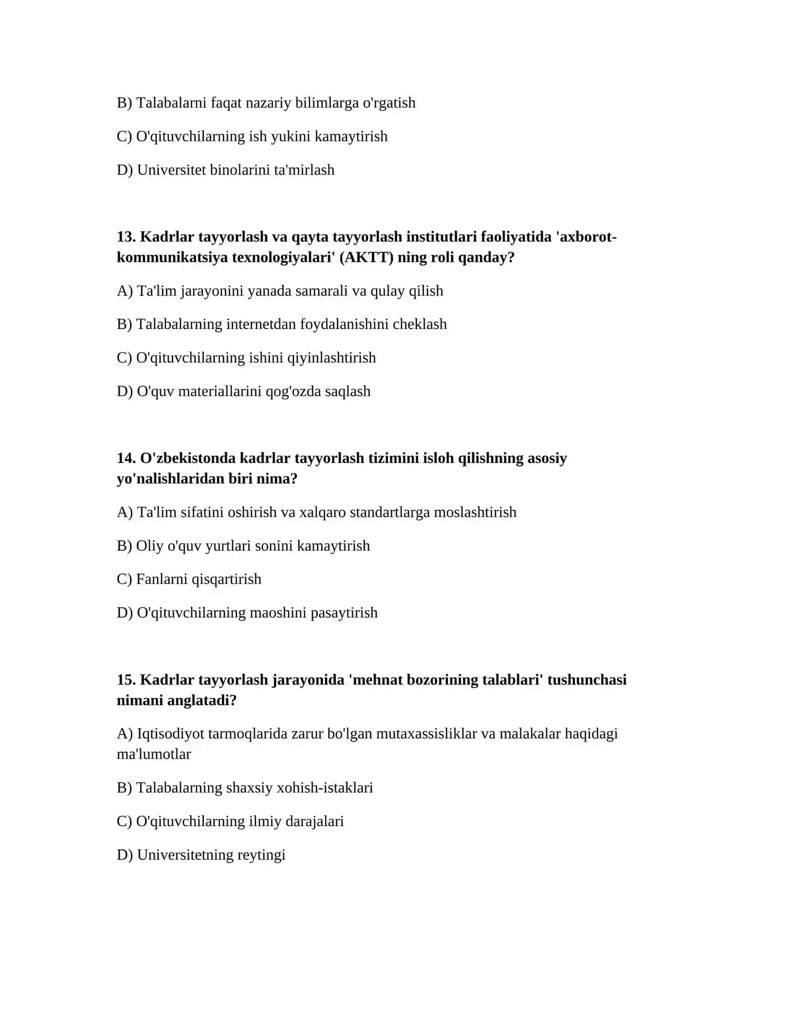 Kadrlar tayyorlash va ularni qayta tayyorlash institutlari 4