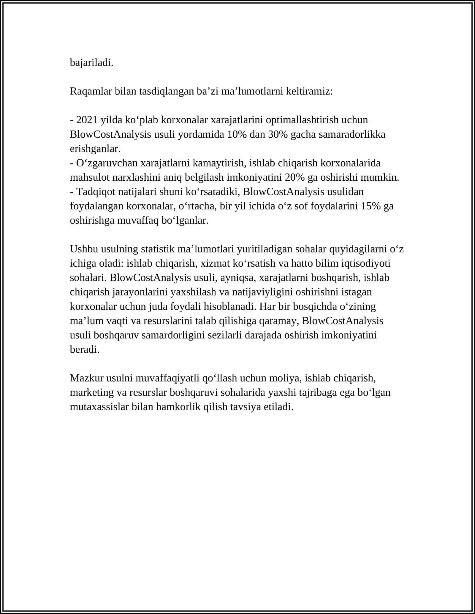 BUYURTMALI KALKULATSIYA QILISH USULI 4