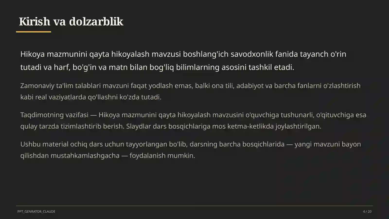 Hikoya mazmunini qayta hikoyalash (3-sinf) 4