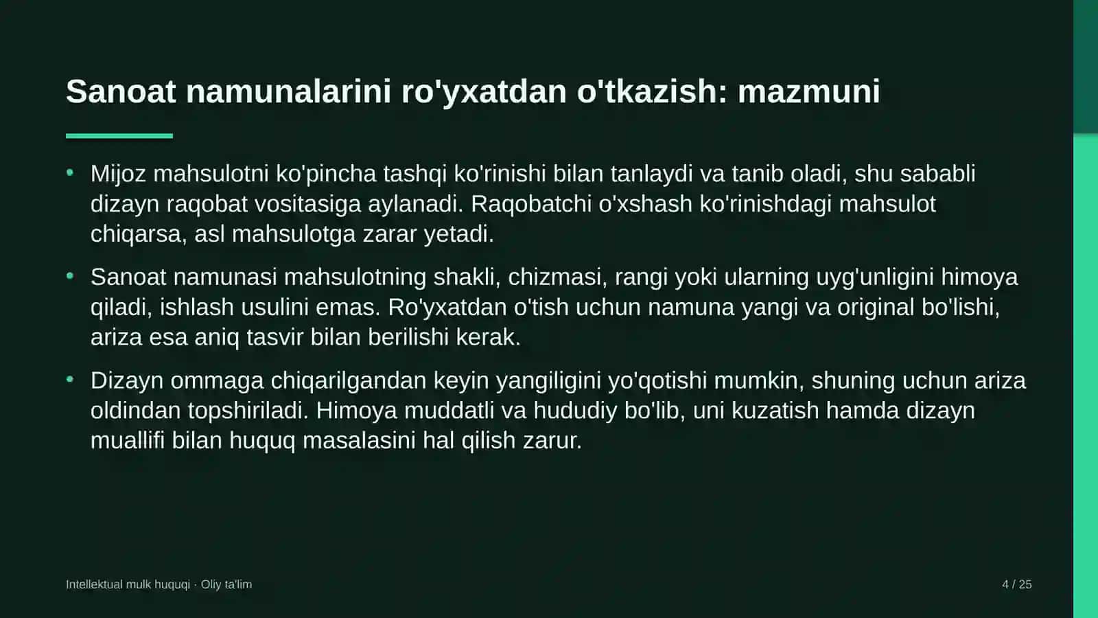 INTELLEKTUAL MULK HUQUQI · OLIY TA'LIM 4