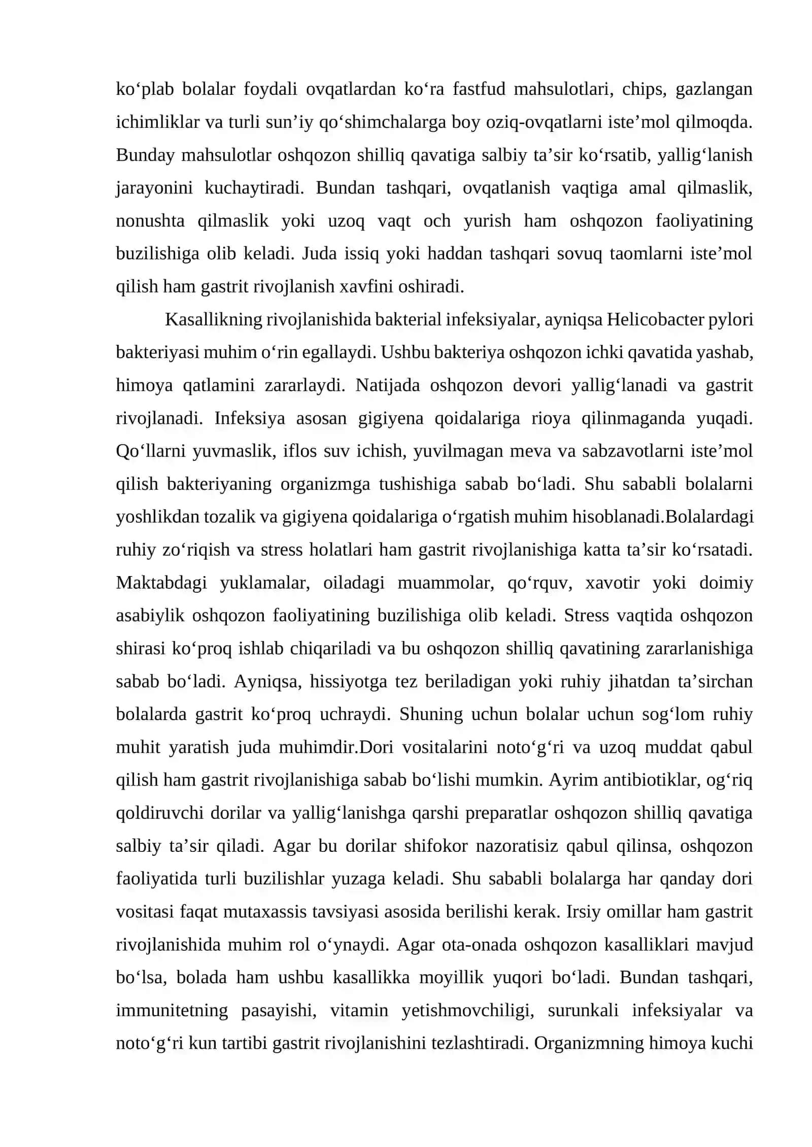 GASTRITNING BOLALARDA RIVOJLANISH SABABLARI 4