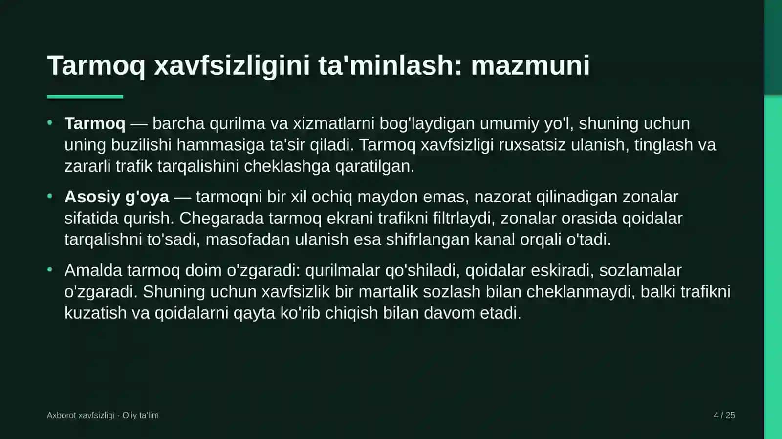 elektron hujjat aylanishi tizimlarida tarmoq xavfsizligini ta'minlash 7940 4