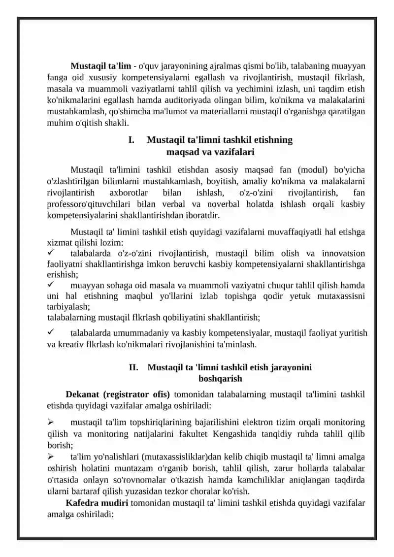 Talabalar mustaqil ta'limini tashkil etish bo'yicha uslubiy ko'rsatma 4