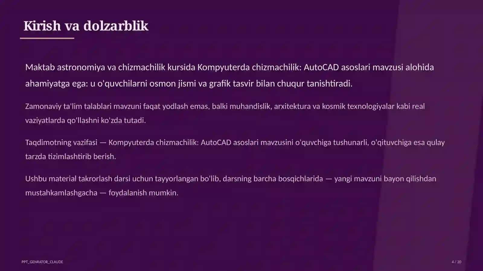 Kompyuterda chizmachilik: AutoCAD asoslari (9-sinf) 4
