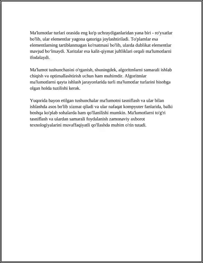 MA'LUMOTLAR, ALGORITMLAR VA MA'LUMOTLAR TUZILMASI TUSHUNCHALARI 4