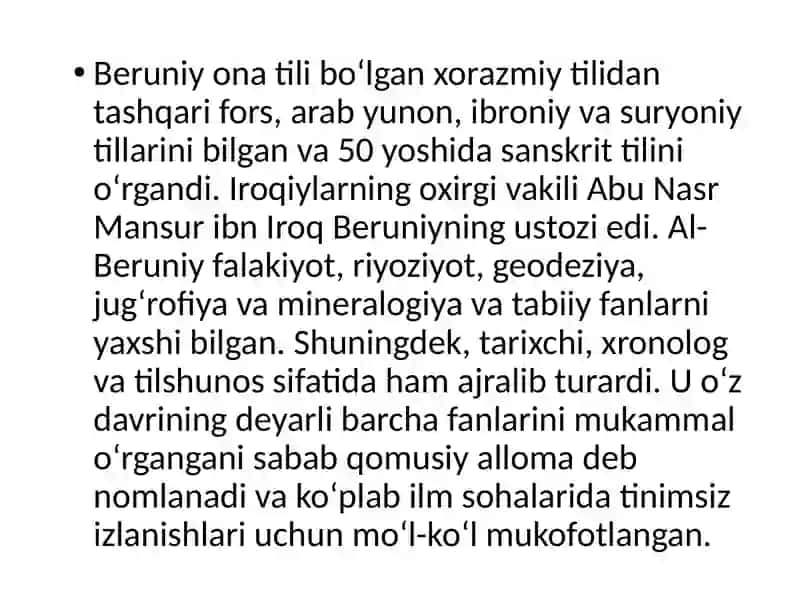 Abu Rayhon Beruniyning Geografiyafaniga qo’shgan hissasi 4