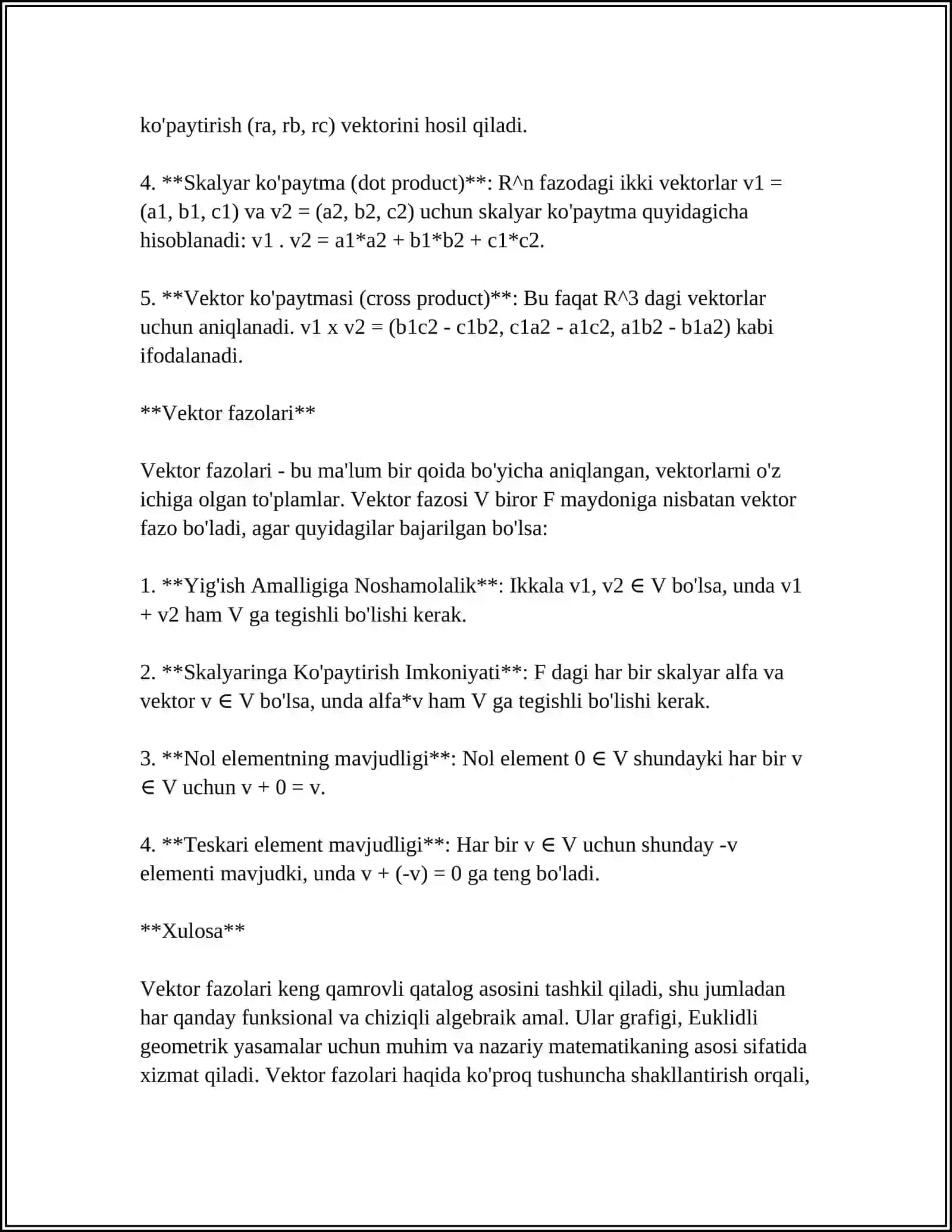 BIR JINSLI CHIZIQLI ALGEBRAIK TENGLAMALAR SISTEMASINING FUNDAMENTAL YECHIMLARI TIZMI 4