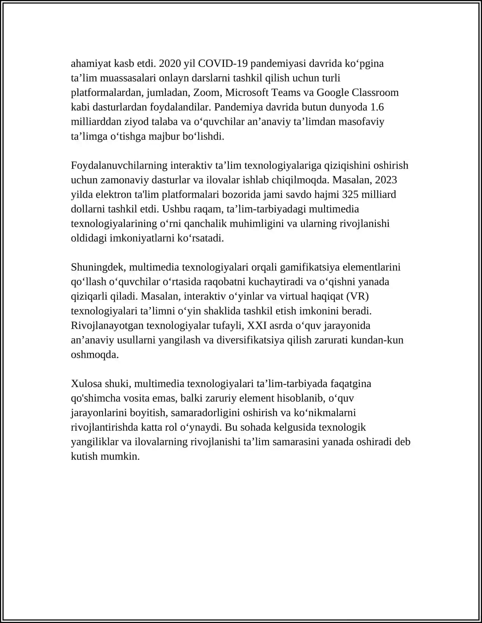 Multimedia texnologiyalari va ta’lim-tarbiyadagi ro‘li 4