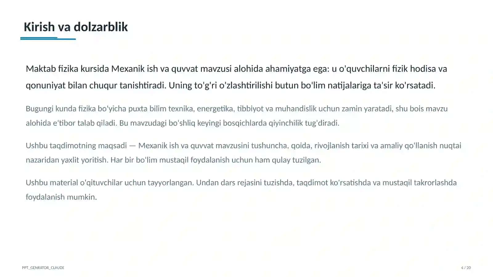 Mexanik ish va quvvat (7-sinf) 4