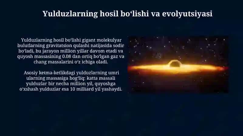 Yulduzlarning paydo boʻlishi va evolyutsiyasi 4
