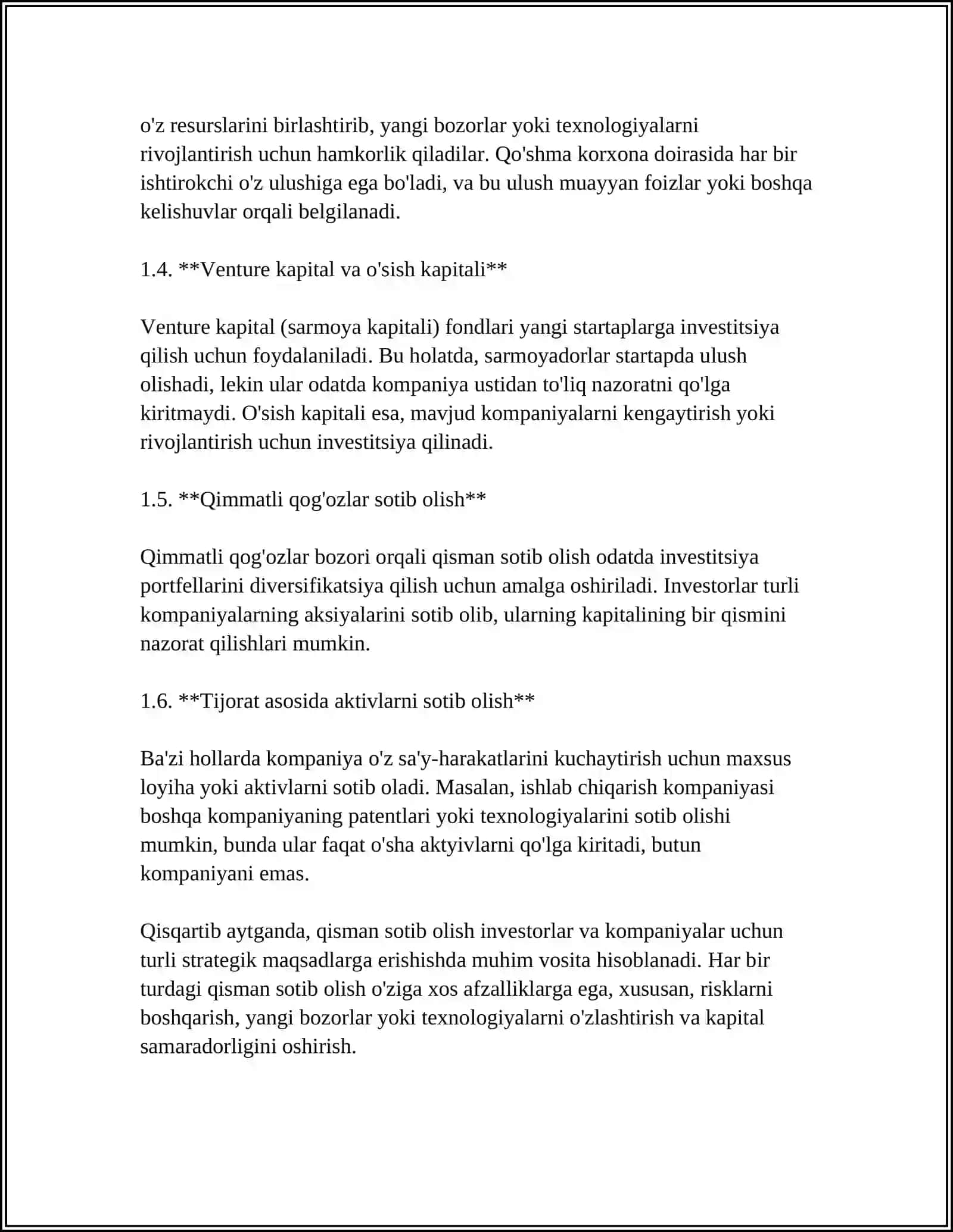 Qisman sotib olishning tushunchasi va turlari 4