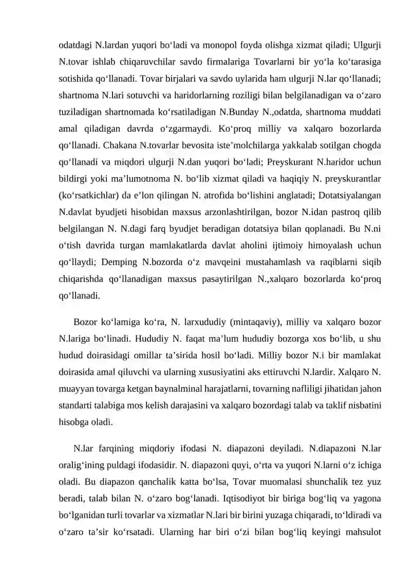 Narxning shakllanishi va ularga ta’sir etuvchi omillar 4