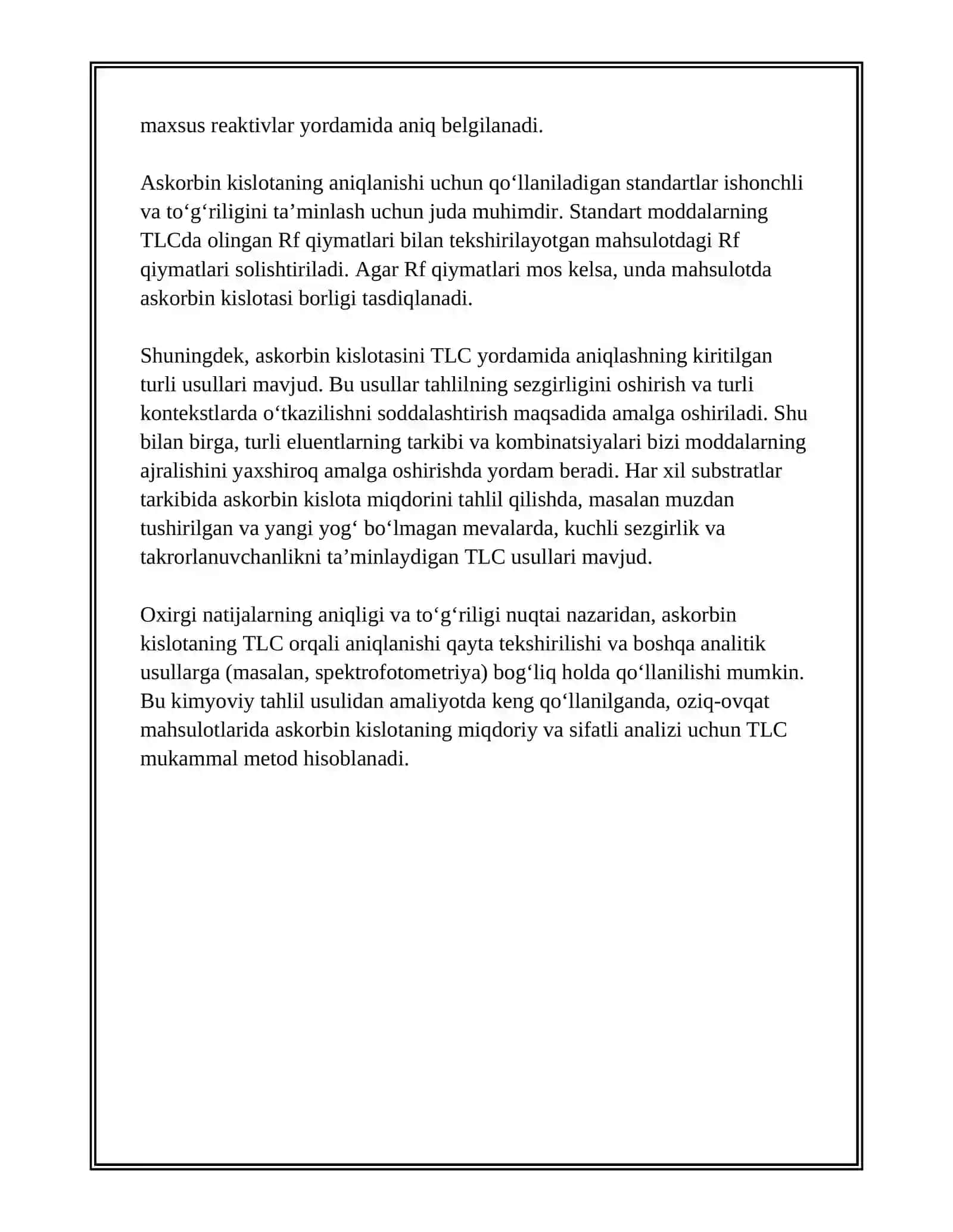 OZIQ-OVQAT MAHSULOTLARINI XROMATOGRAFIK USULLARDA TAHLIL QILISH 4