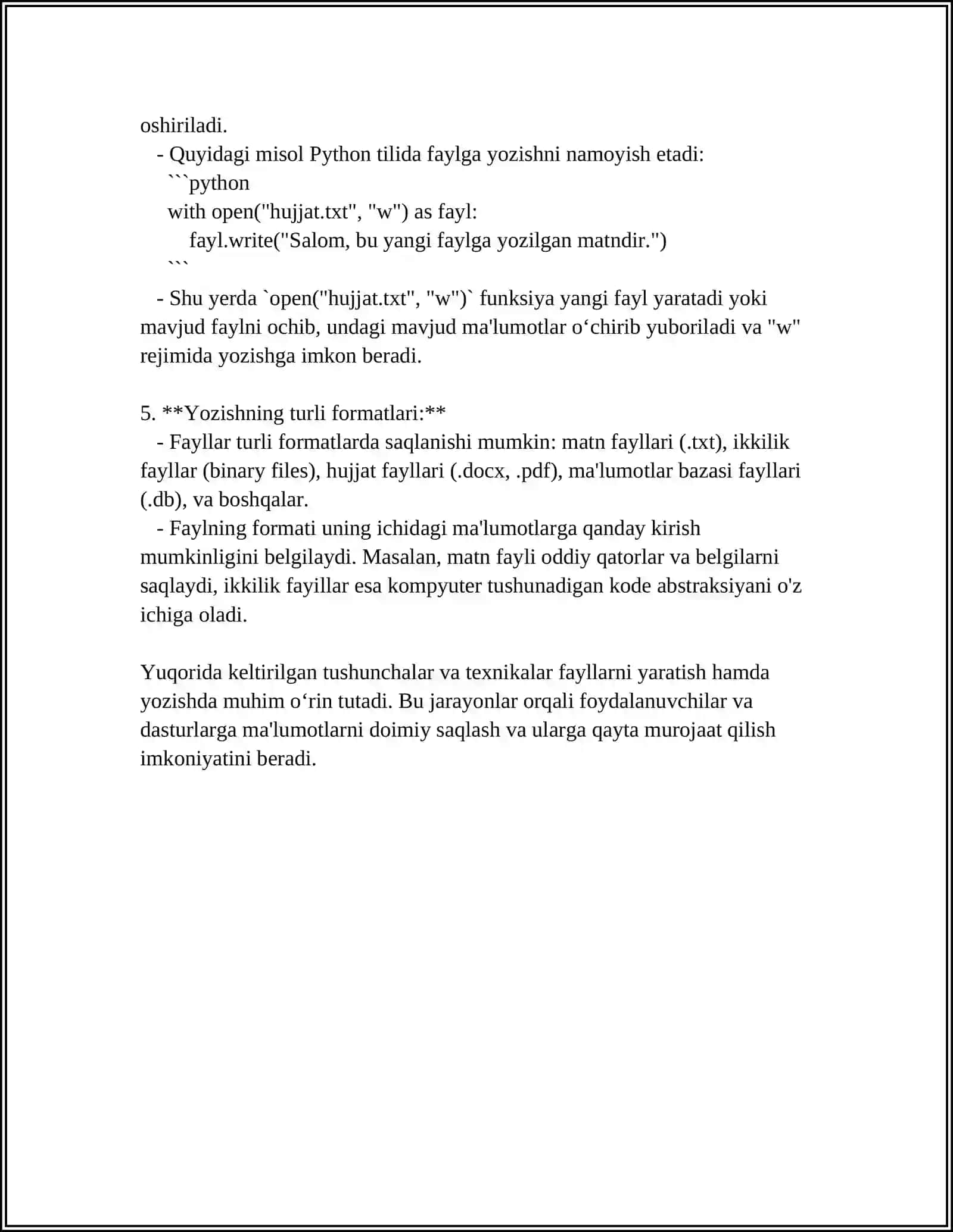 PYTHON DA FAYLLAR BILAN ISHLASH 4