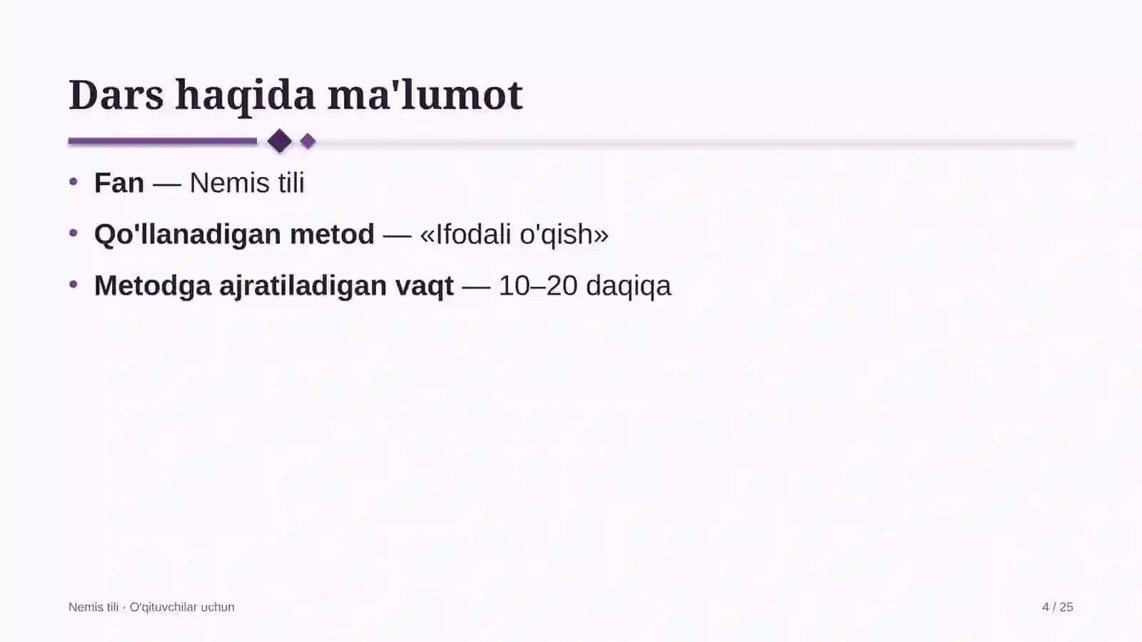 nemis tili darslarida ifodali o'qish metodidan foydalanish 1640 4