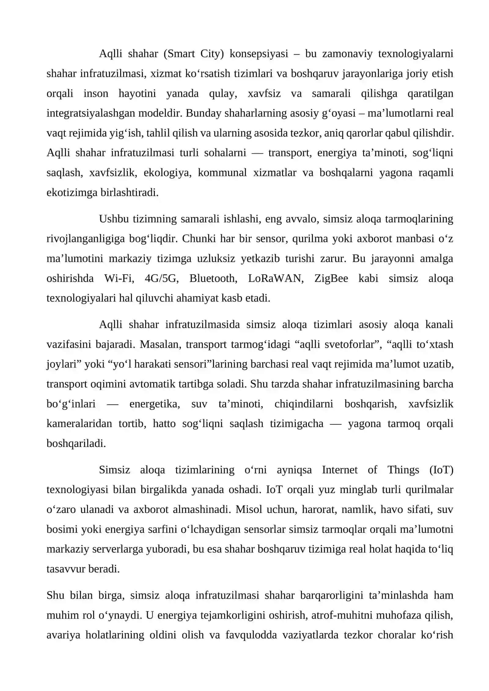 Aqlli shahar (Smart City) infratuzilmasida simsiz aloqa 4