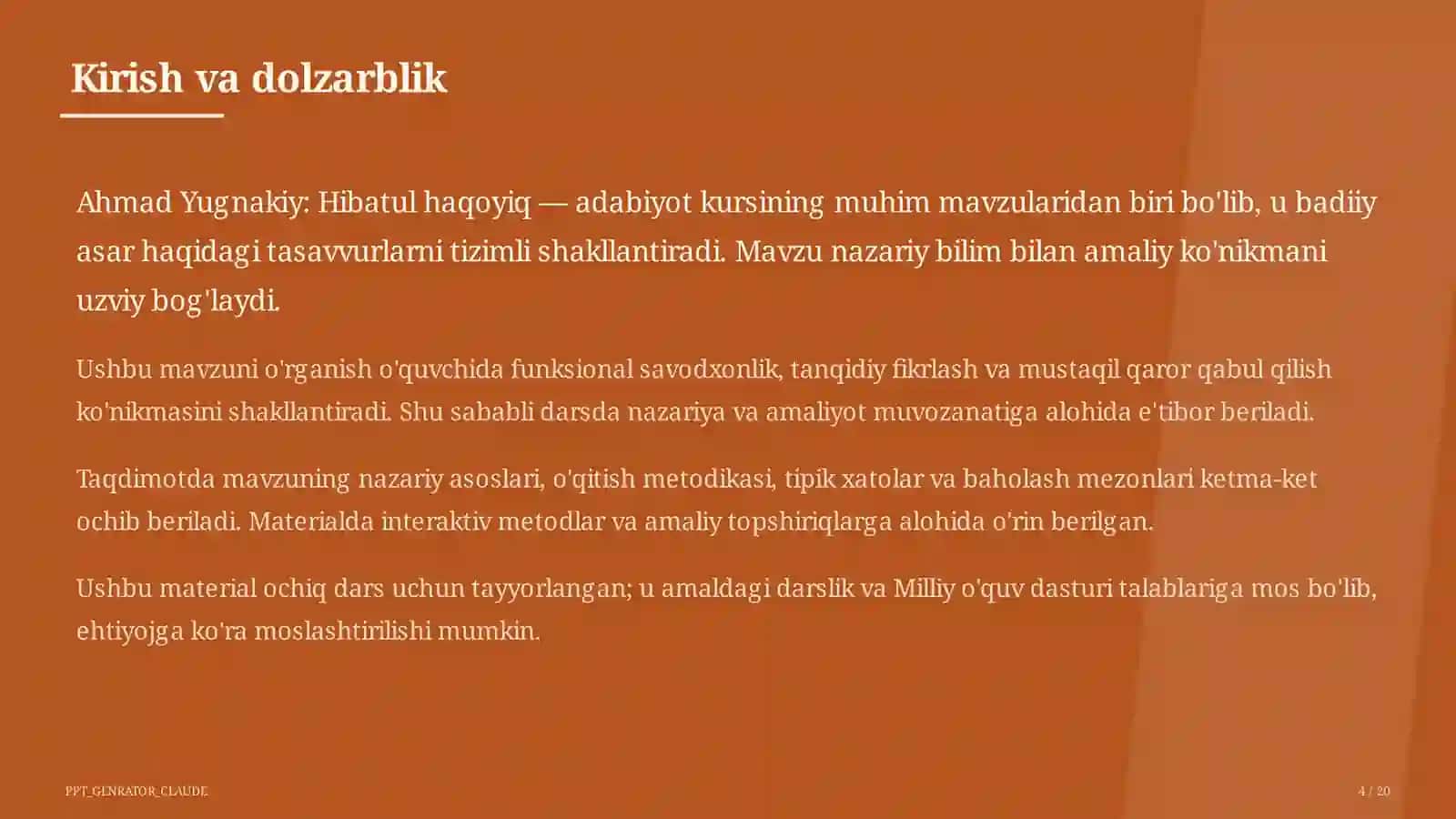 Ahmad Yugnakiy: Hibatul haqoyiq (7-sinf) 4