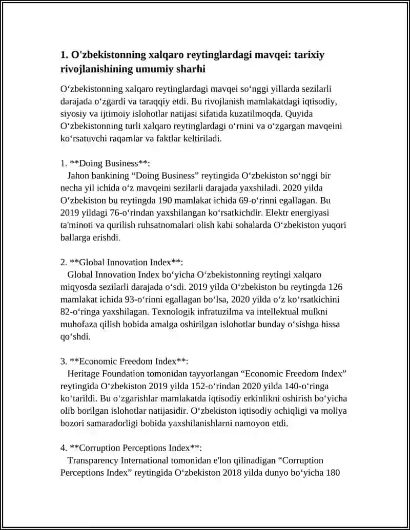 O'ZBEKISTONNI XALQARO REYTINGLARDAGI KO'RSATKICHLARINI KO'TARISHNING TARIXIY VA SIYOSIY AHAMIYATI 4