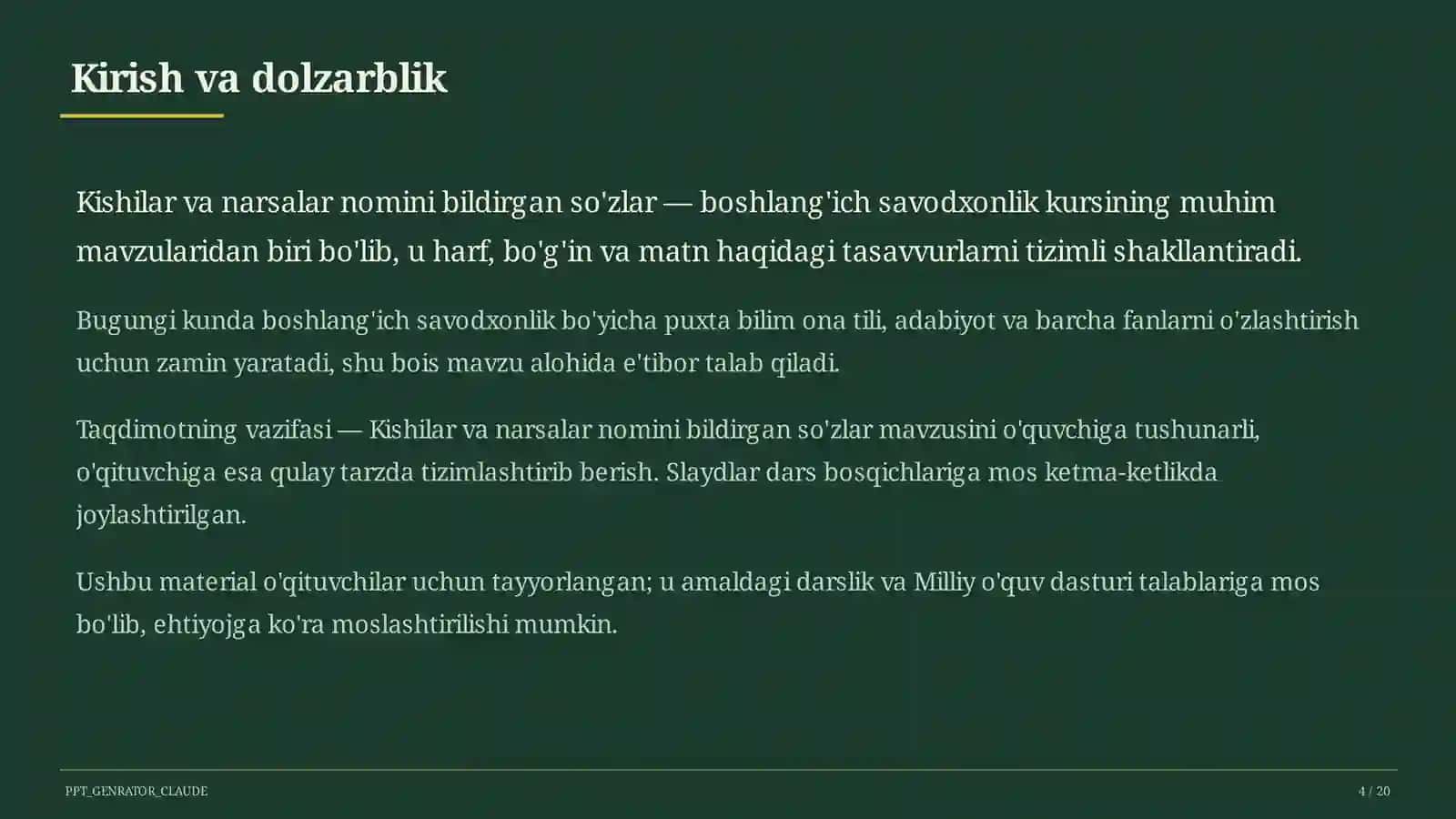 Kishilar va narsalar nomini bildirgan so'zlar (2-sinf) 4