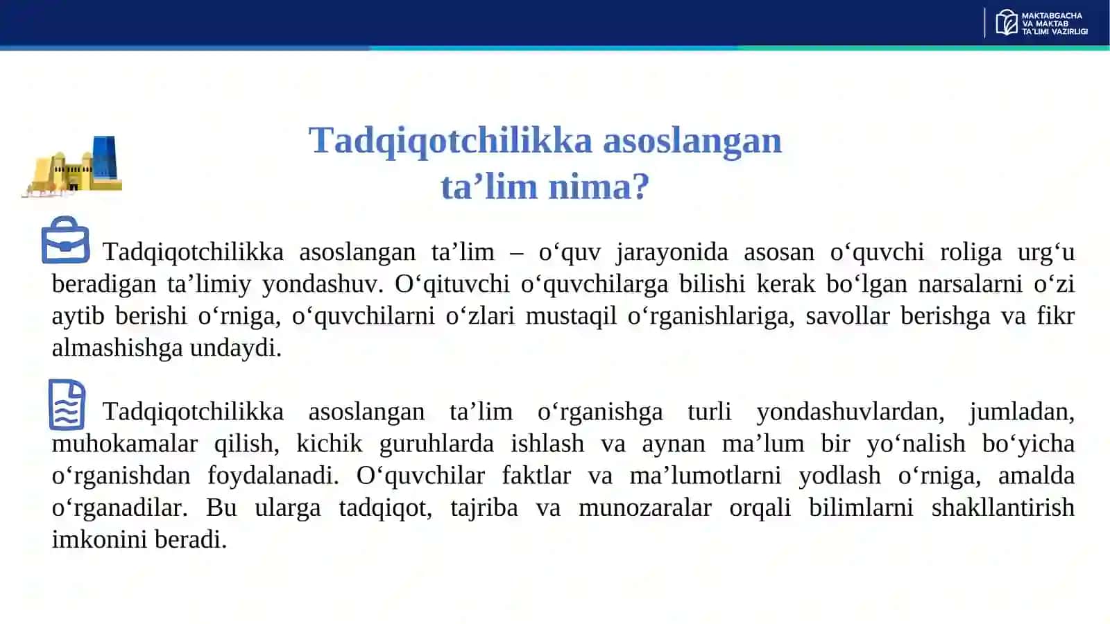 TARIX FANINI O‘QITISHDA TADQIQOTCHILIKKA VA LOYIHAGA ASOSLANGAN TA’LIM 4